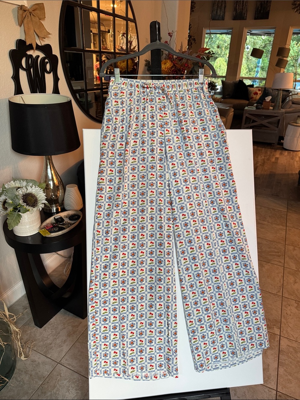 Printed Wide-Leg Women’s Lounge Pants - White Multi